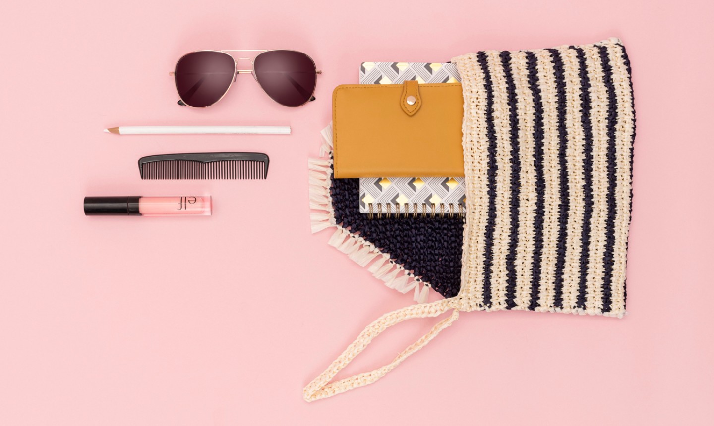 striped tunisian crochet clutch