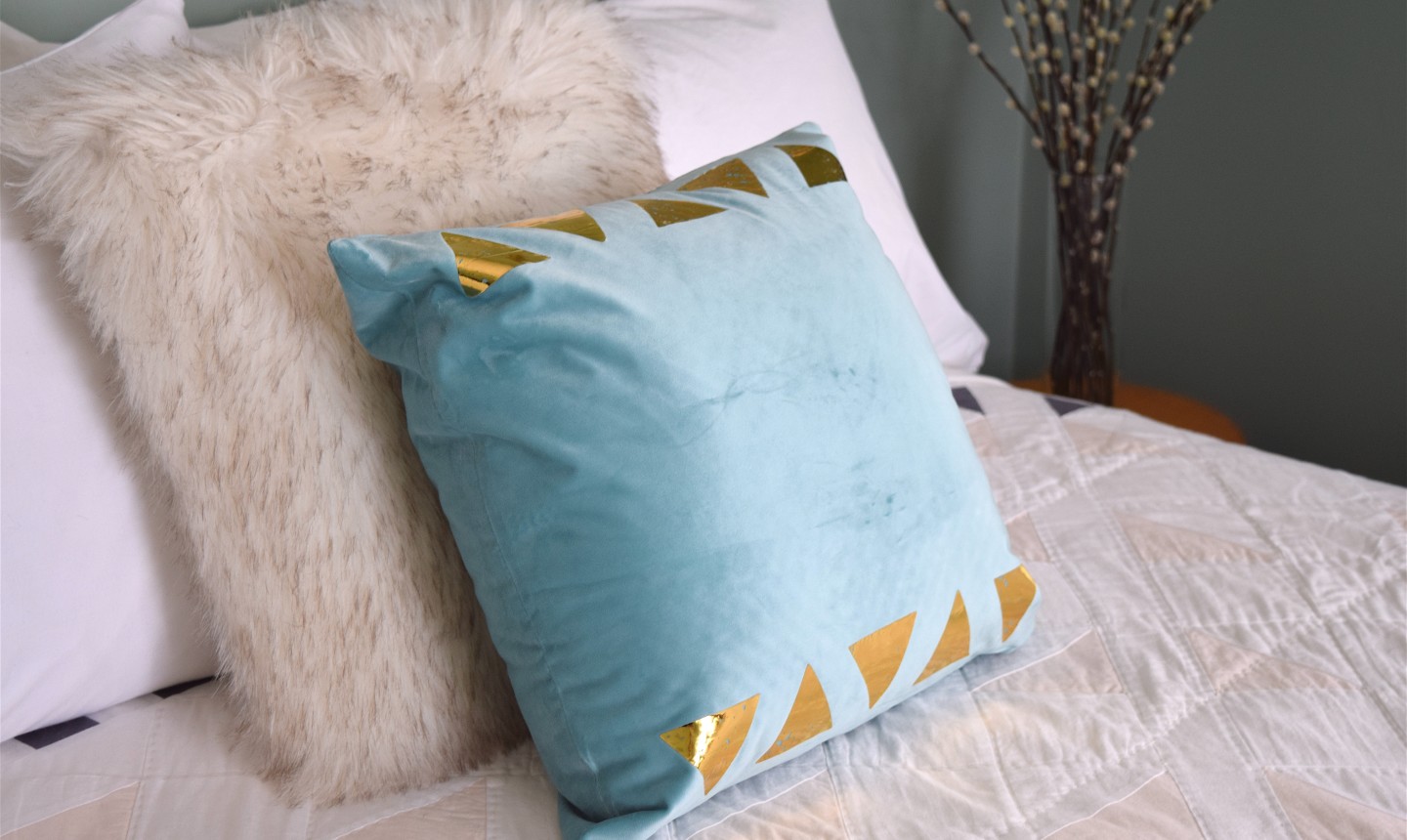 Gold fluffy outlet pillows