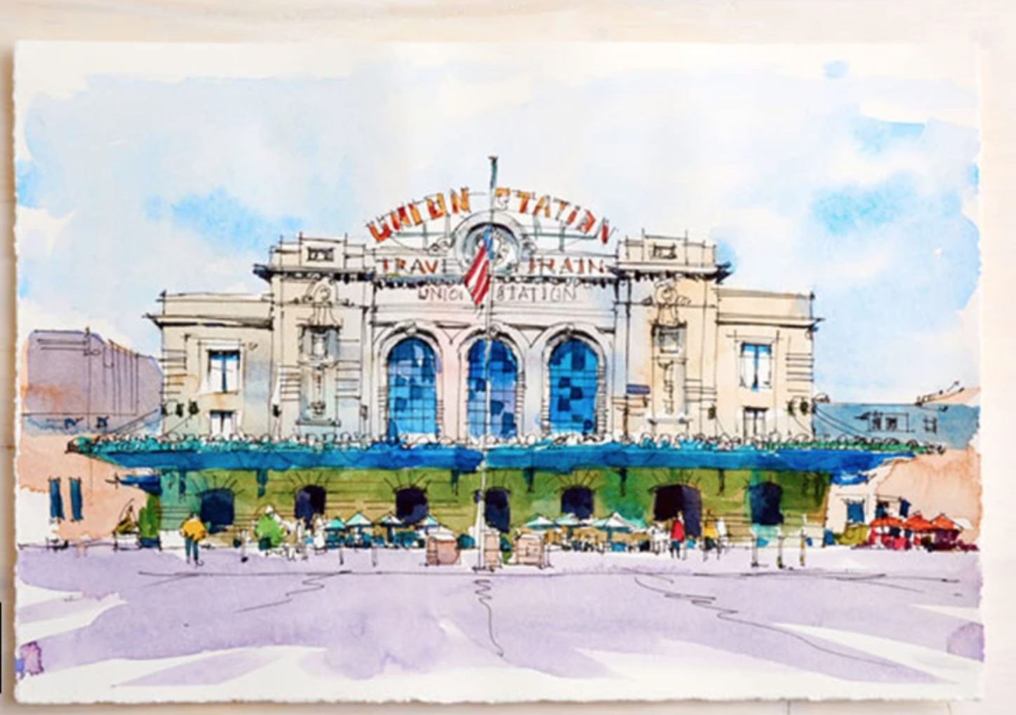 urban sketch of denver union station