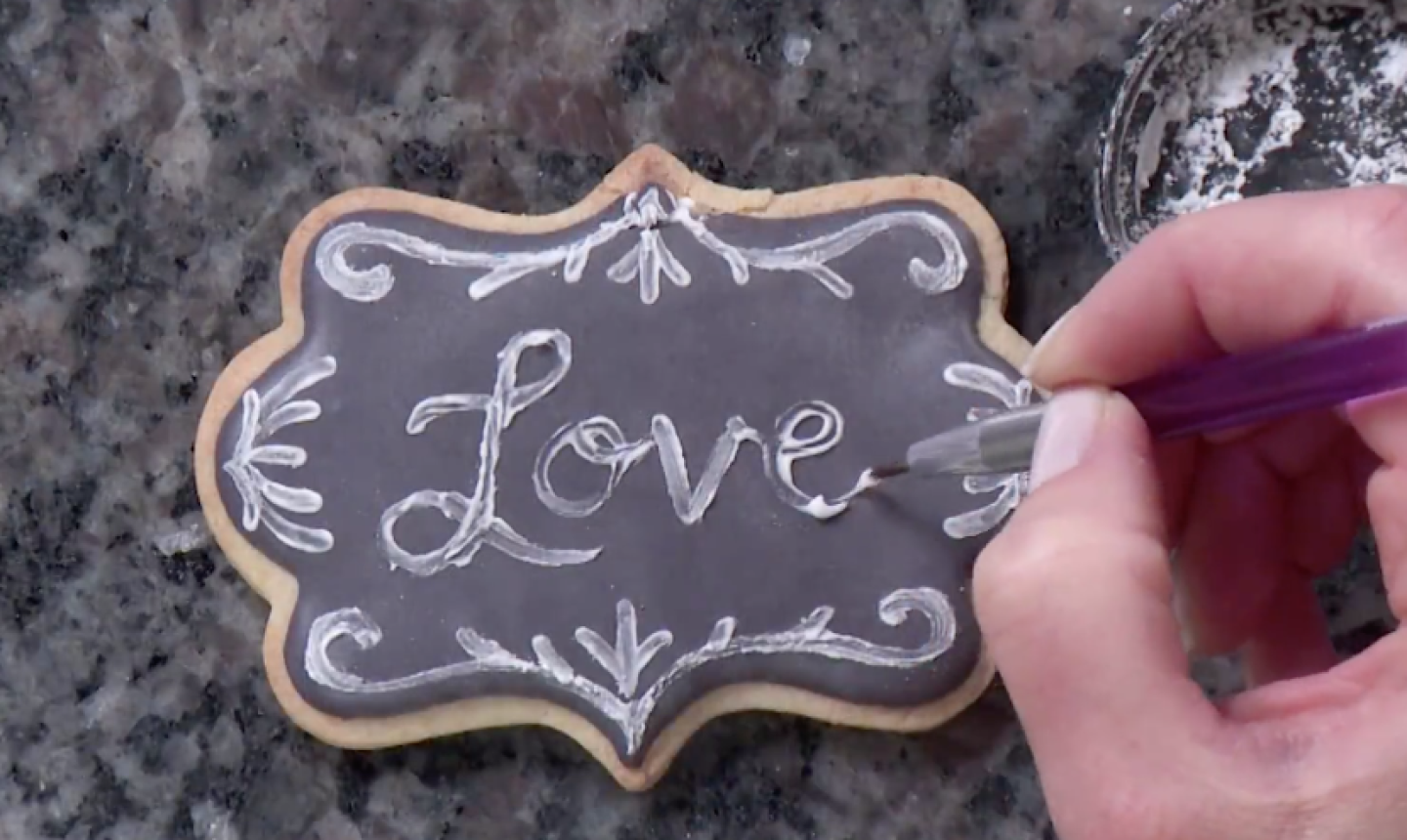 love on chalkboard cookie