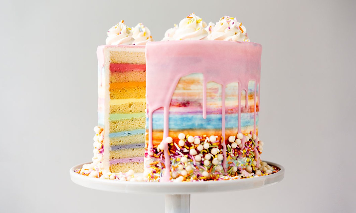 rainbow drip cake