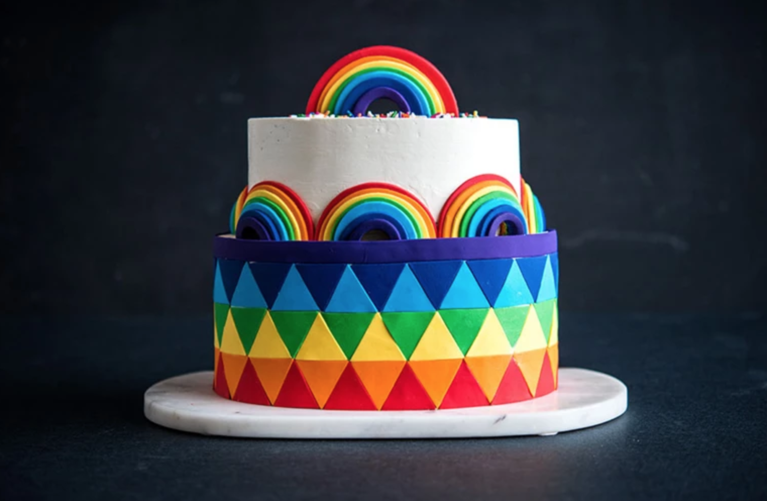 tiered rainbow cake