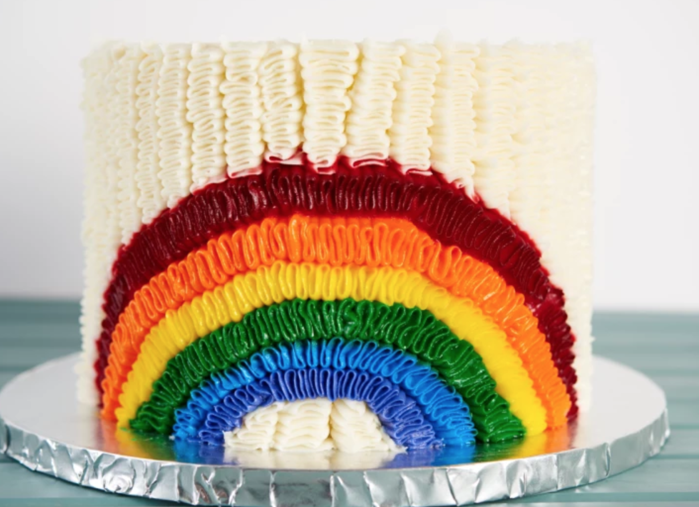 ruffled rainbow cake