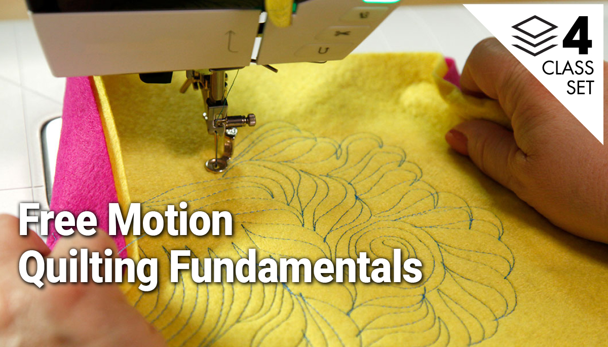 Free motion quilting on yellow fabric