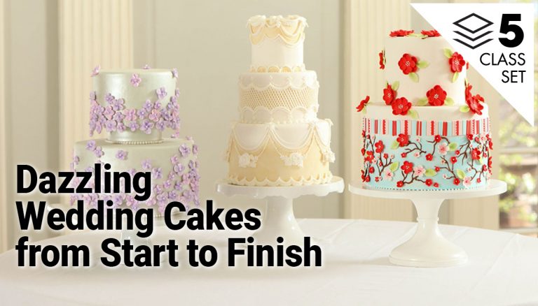Three decorated wedding cakes