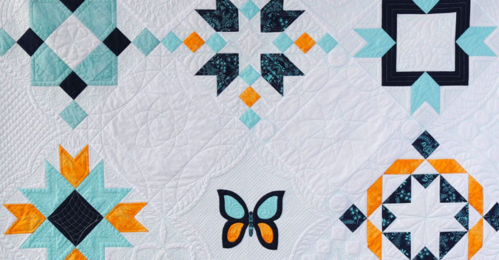 Quilt with various geometric shapes