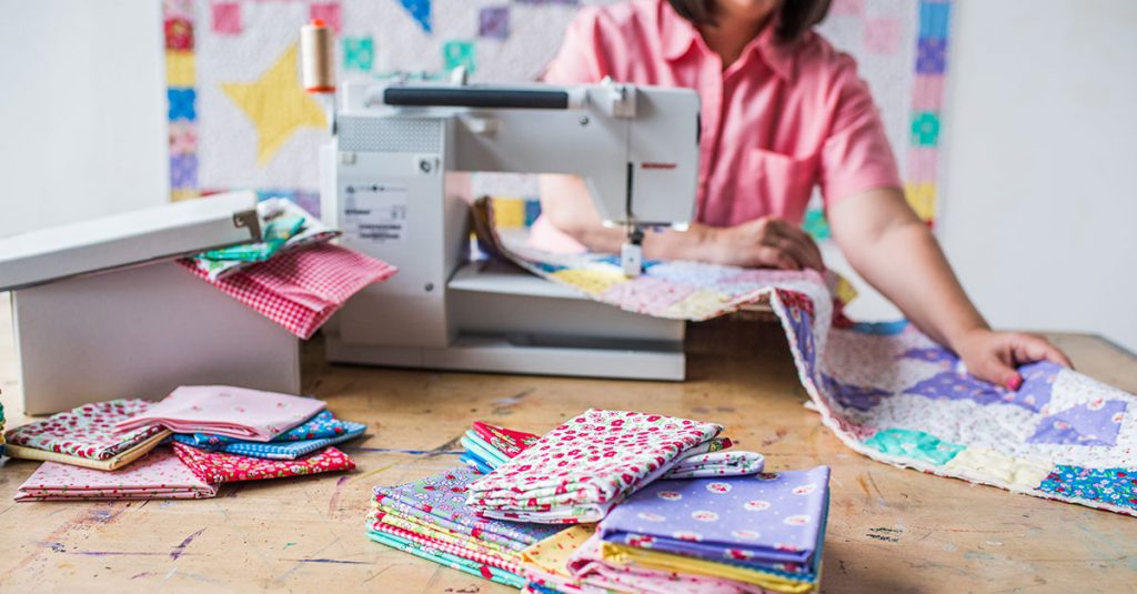 Quilting together fabric squares
