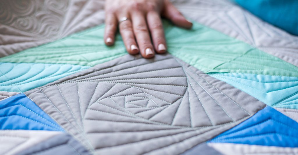 Quilting with a geometric pattern