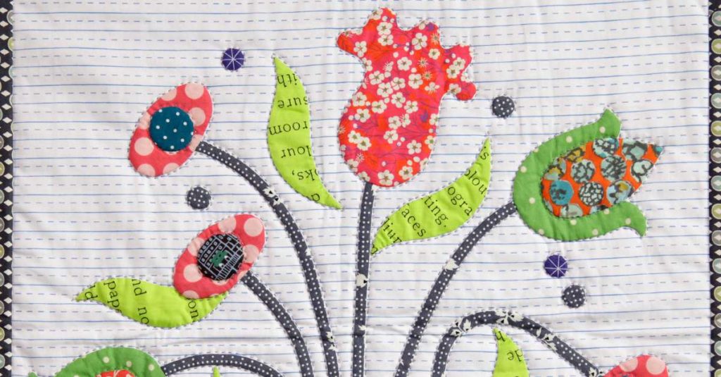 Embroider scrappy flowers