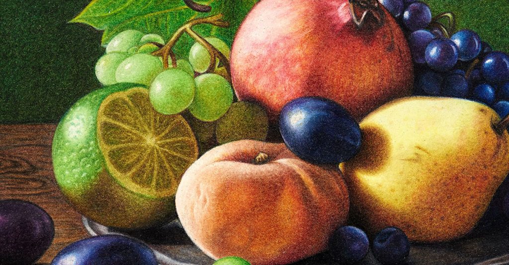 Colored pencil drawing of fruit