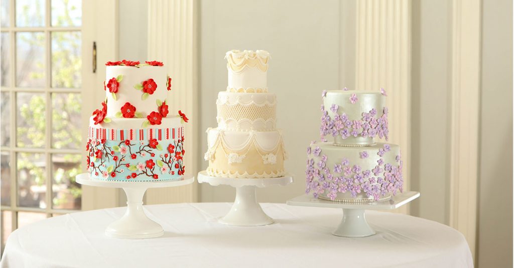 Three different decorated cakes