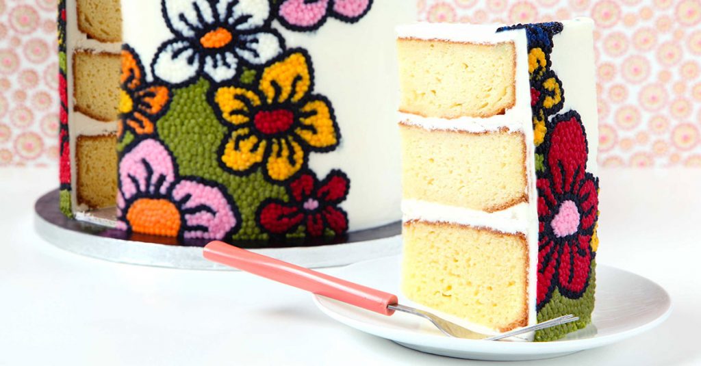 Slice of buttercream cake