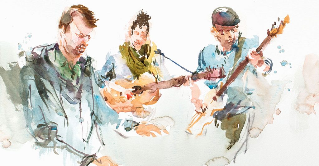 Sketching of a band playing