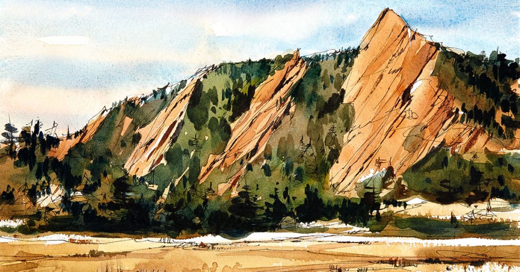 Pen and ink landscape drawing