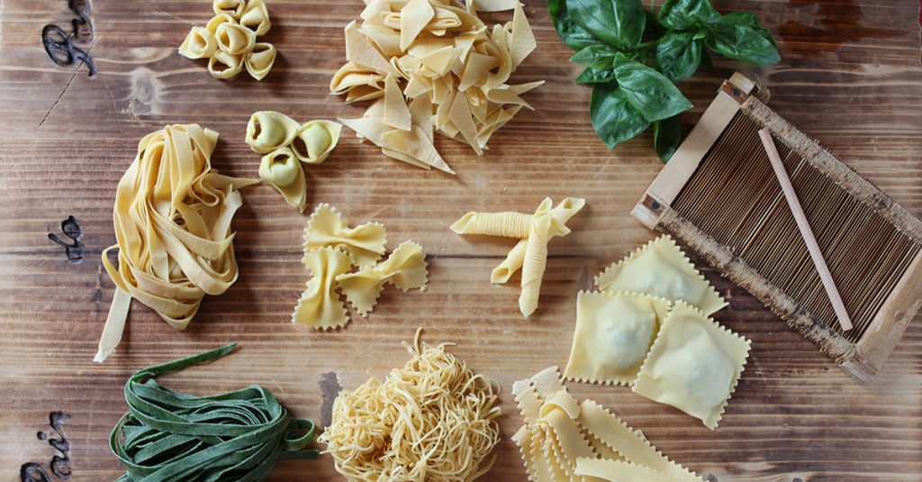 Variety of pasta shapes