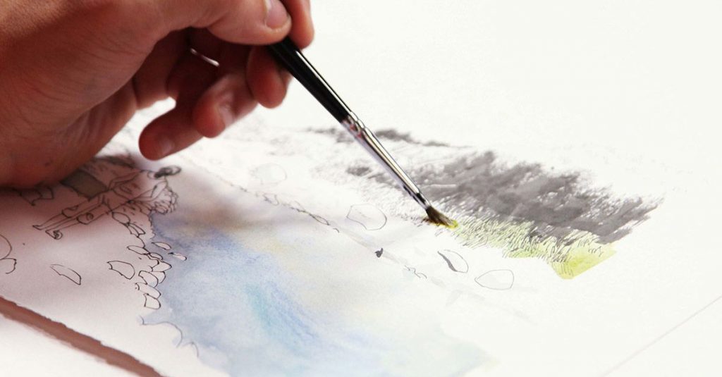 Painting with lime green paint