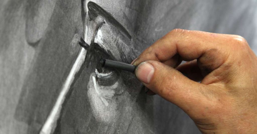 Drawing a charcoal eye