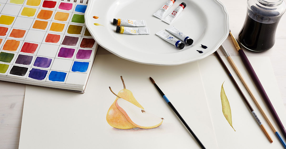 Watercolor pear painting