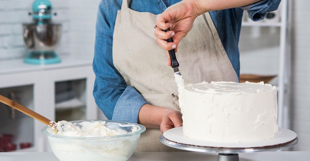 Frosting a cake white