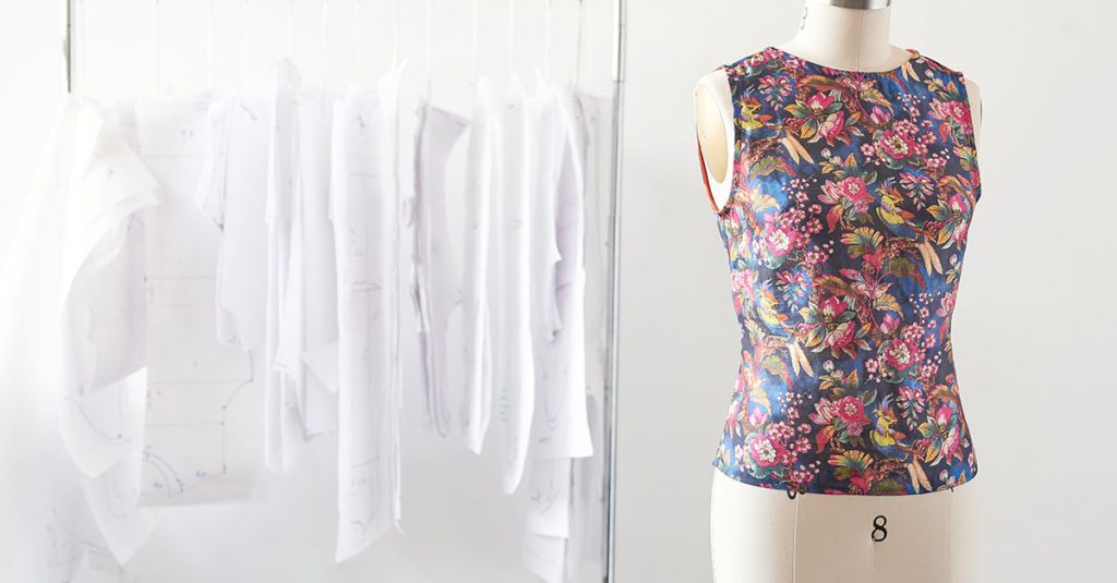 Flower patterned shirt on a form