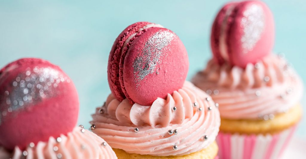 Cupcakes with a macaron on top