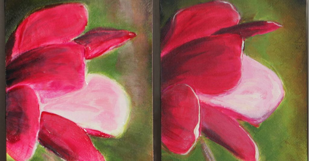 Red flower acrylic painting
