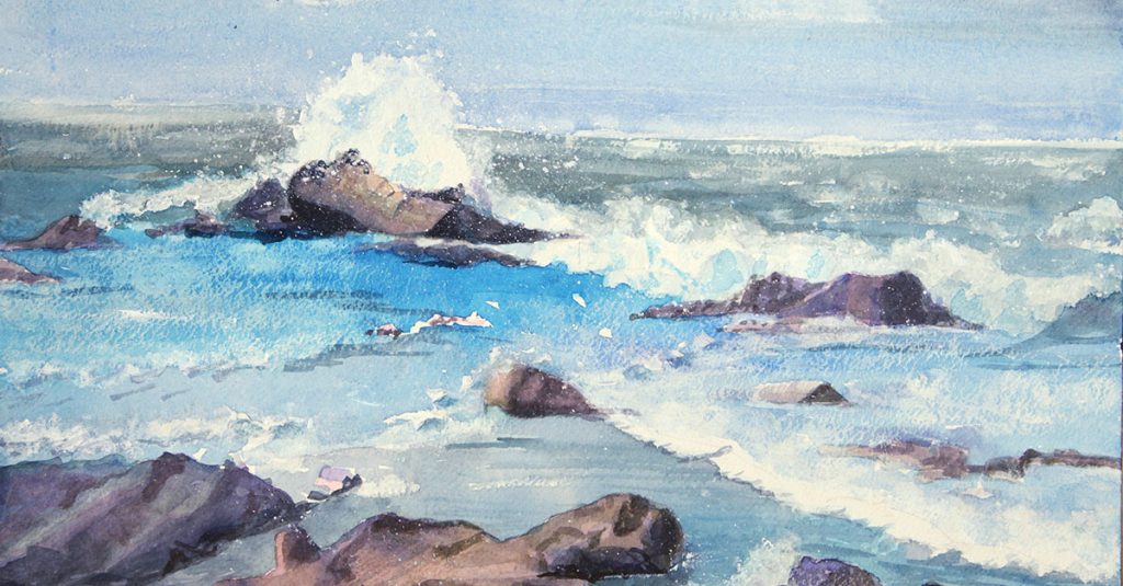 Watercolor ocean painting