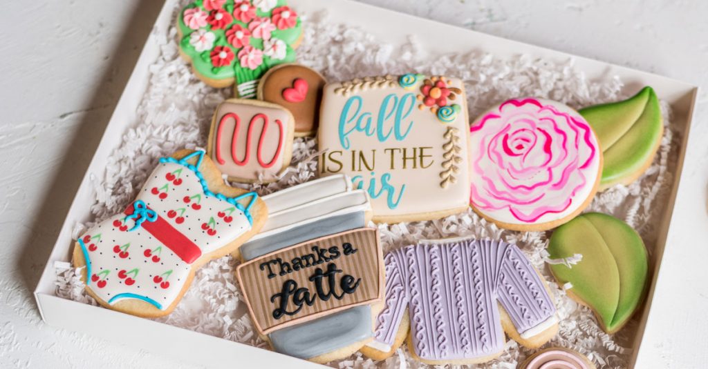 Box of decorated cookies
