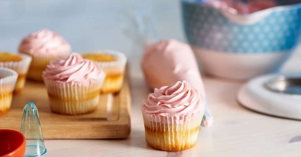 Pink frosted cupcakes
