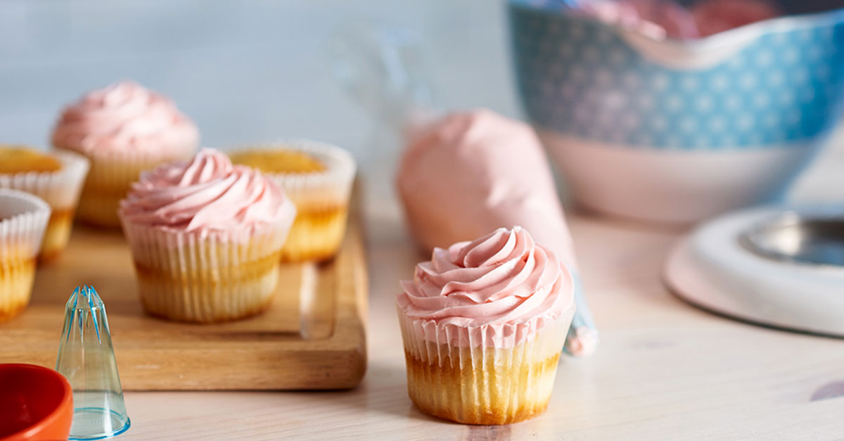 Pink frosted cupcakes