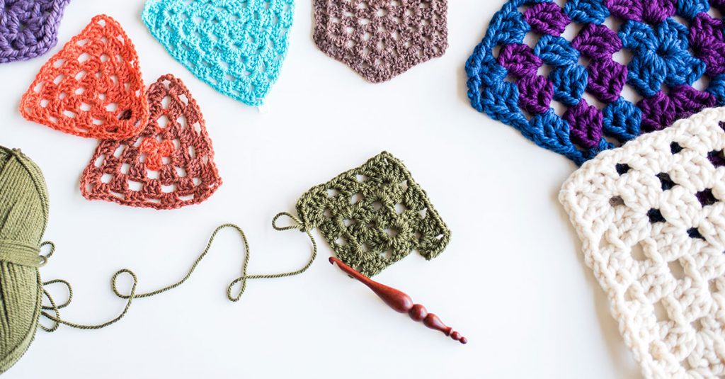 Various shapes of knit squares