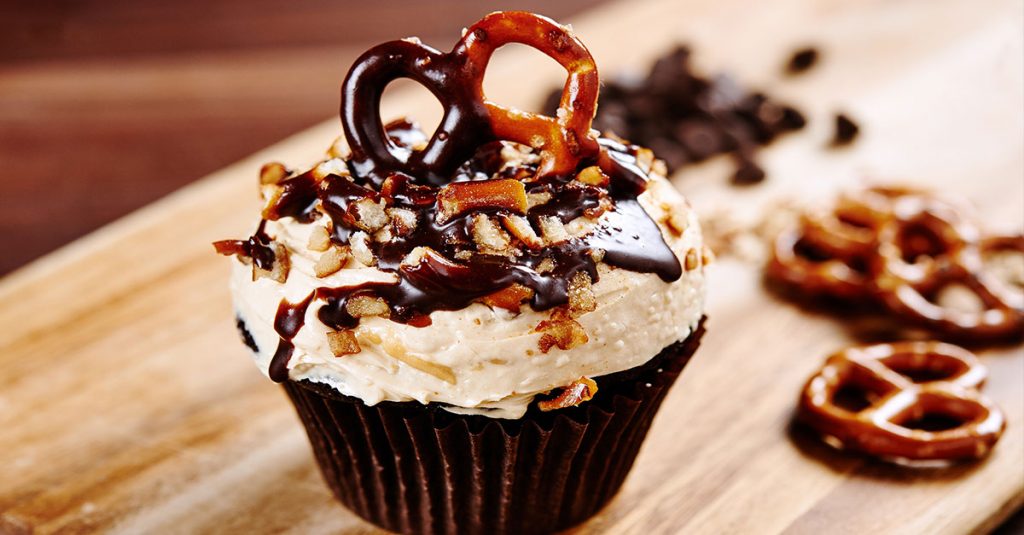 Cupcake with a pretzel top