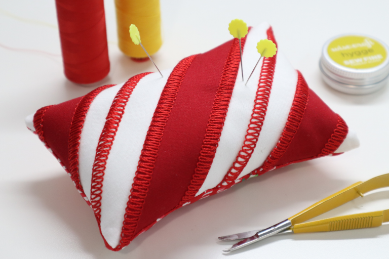 Craftsy Premium: Candy Cane Striped Pin Cushionproduct featured image thumbnail.