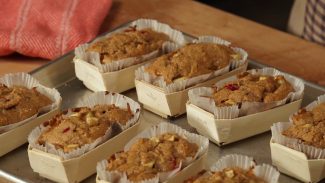 baked breads in paper boats