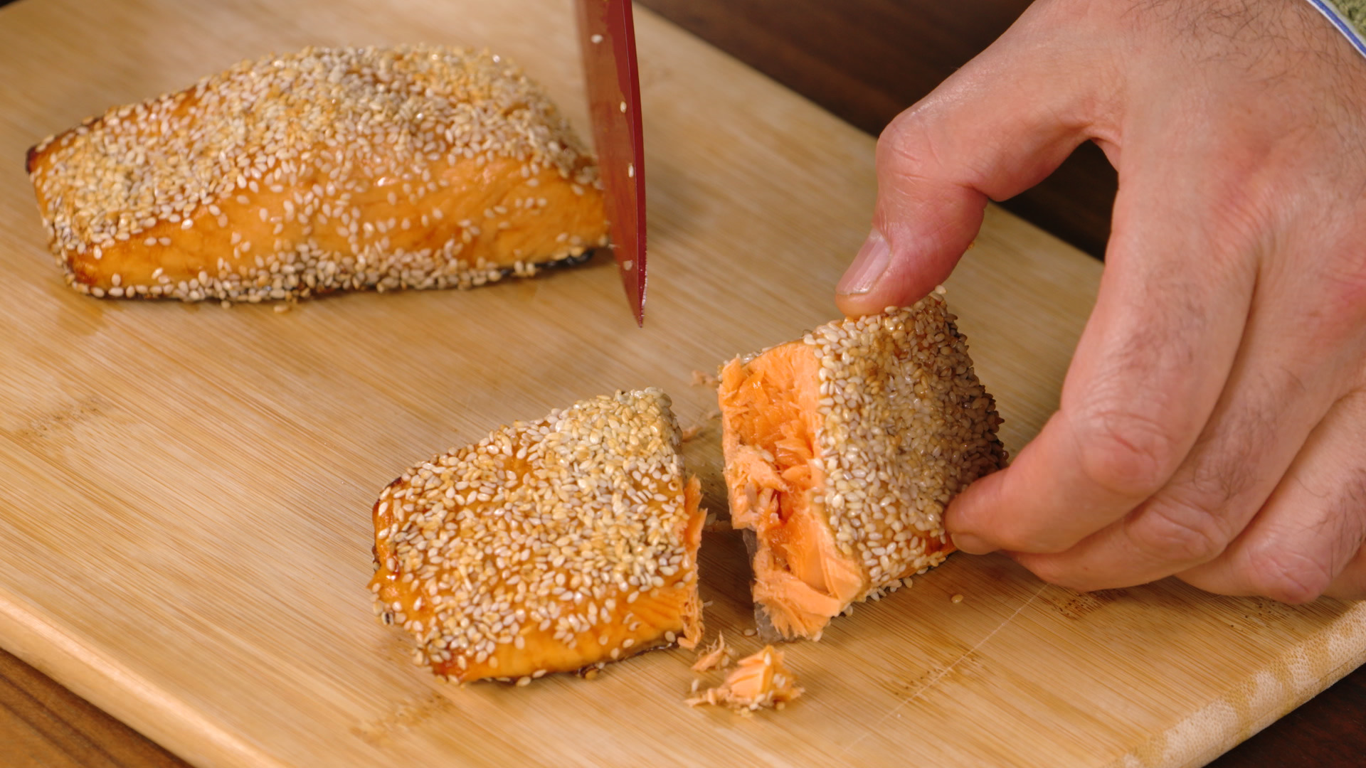 Shrimp Scampi + Sesame Crusted Salmon