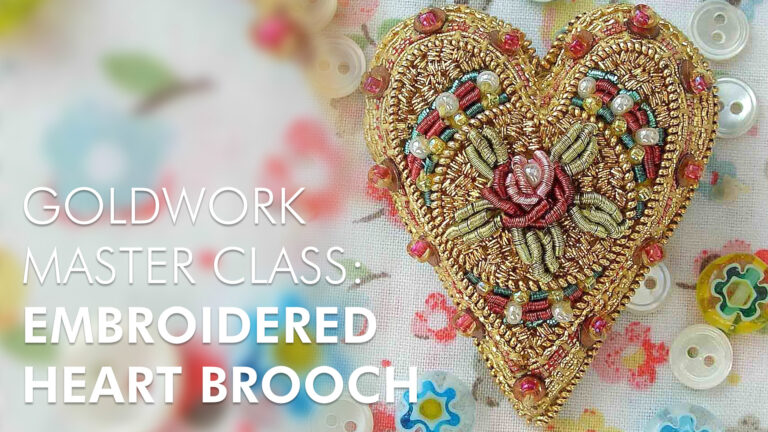 Goldwork Master Class: Embroidered Heart Broochproduct featured image thumbnail.
