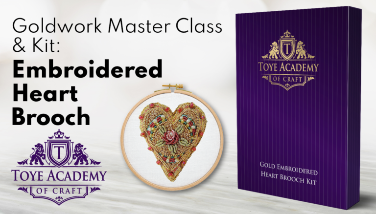 Embroidered Heart Brooch – Goldwork Master Class & Kit from Toye Academy of Craftproduct featured image thumbnail.