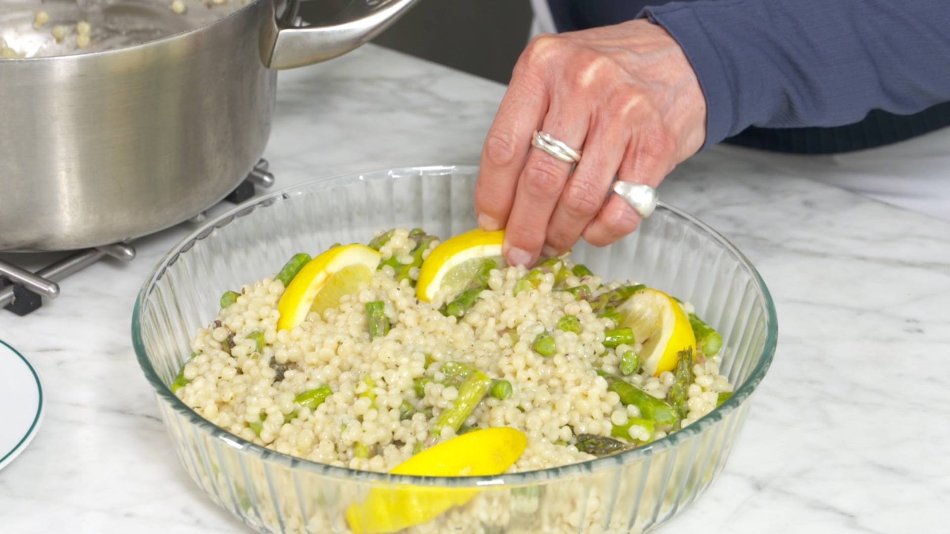 Cous Cous with Mayo Roasted Asparagus