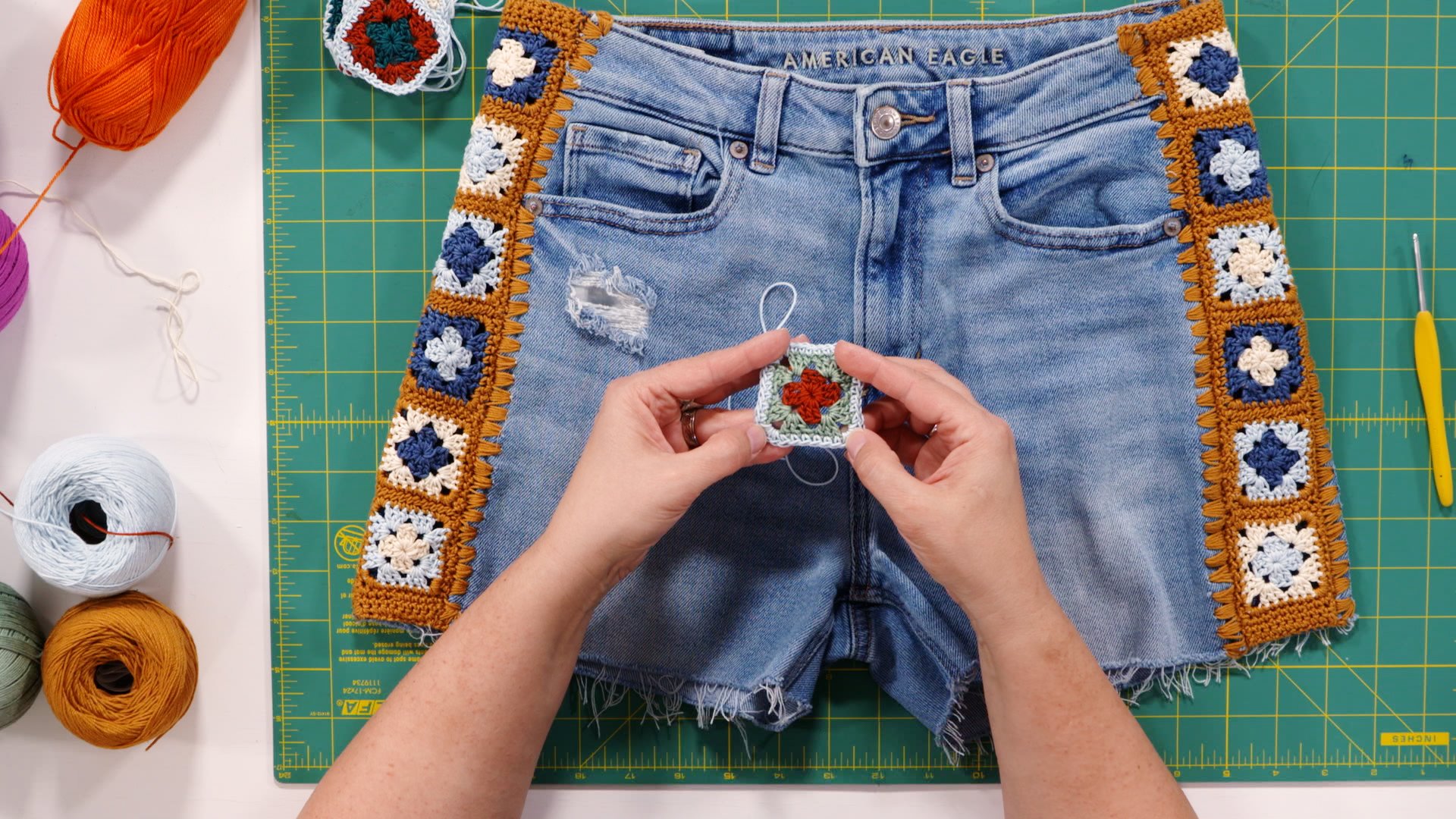 Session 7: Granny Square Jean Shorts: Making Inserts