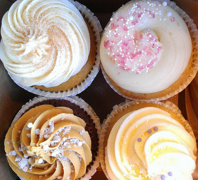 Rows of Decorated Cupcakes