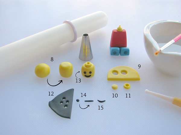 Adding Details to Yellow Fondant Lego Head