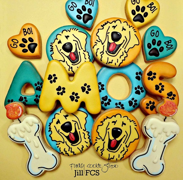 Decorated Amos the Dog Cookies