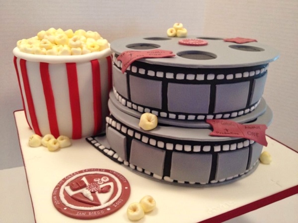 Sculpted Film Reel and Popcorn Cake