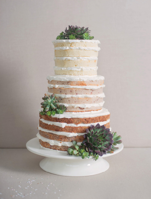 Naked Wedding Cake with Succulents