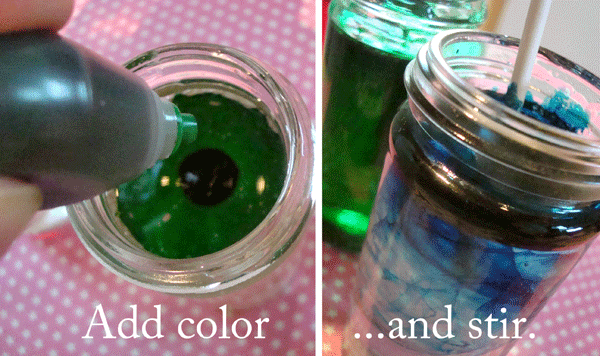 Add color to the sugar mixture