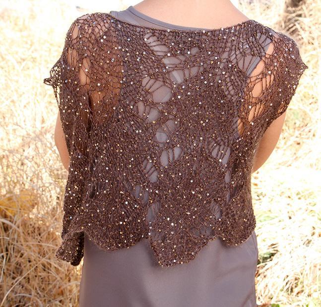 Sequined knit mohair lace vest