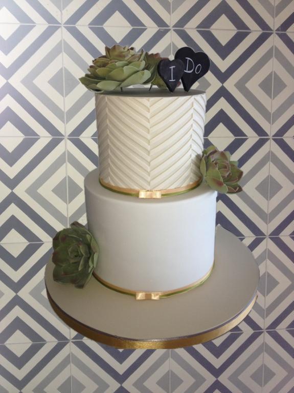 Wedding Cake Featuring Succulent Sugar Flowers