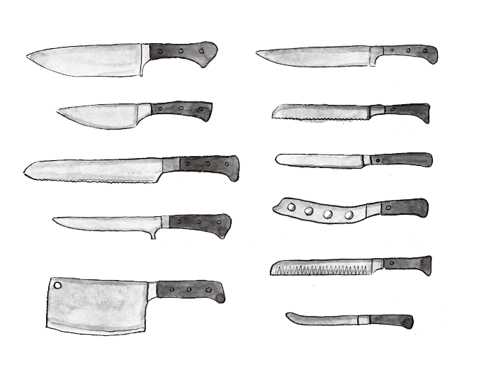 Illustration of Different Types of Knives