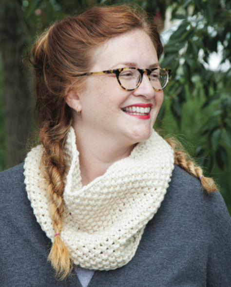 Woman Wearing Seed Stitch Scarf - Craftsy.com