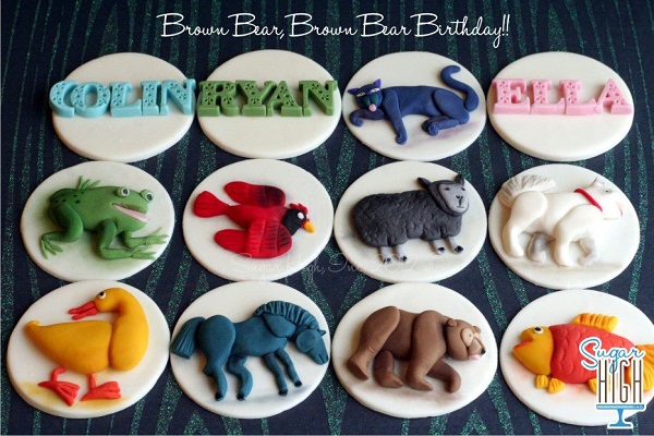 Brown Bear Storybook Fondant Cupcake Toppers